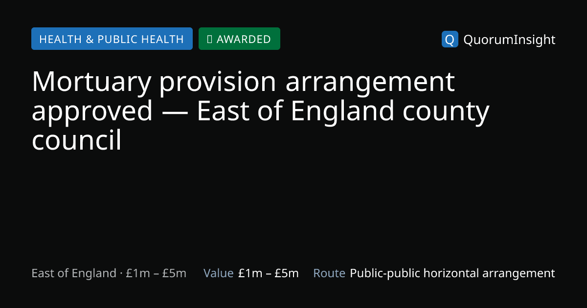 Mortuary provision arrangement approved — East of England county ...
